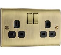 Evolve Matt Black (Black) Double Switched 13A Power Socket + 2 X Usb (3.1A) PCDMB22U3B-01