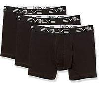 Evolve Men's Cotton Stretch 3 Pack 6'' Boxer Brief, Black, Large