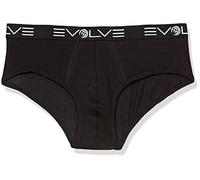 Evolve Men's Cotton Stretch 3 Pack No Show Brief, Black, S