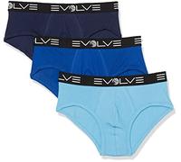 Evolve Men's Cotton Stretch 3 Pack No Show Brief, Varsity Navy/Surf The Web/Alaskan Blue, L