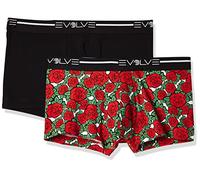 Evolve Men's Cotton Stretch No Show Trunk Underwear Multipack, Black/Rose Patch, S