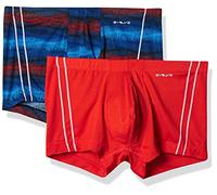 Evolve Men's Micro Mesh Comfort No Show Trunk Multipack, Wave Print Poppy/Flame Scarlett, Medium