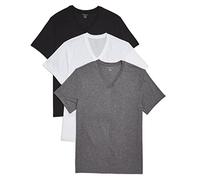 Evolve Men's Performance Cotton 3 Pack V-Neck T-Shirt Base Layer, White/Black/Heather Grey, Medium