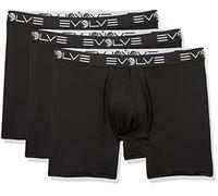 Evolve Men's Sport Mesh 3 Pack 6'' Boxer Brief, Black, Large