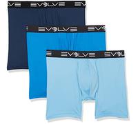 Evolve Men's Sport Mesh 3 Pack 6'' Boxer Brief, Varsity Navy/Power Blue/Alaskan Blue, Large