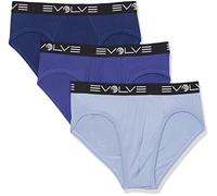 Evolve Men's Stretch Luxe 3 Pack No Show Briefs, Moonlight Ocean/Purple/Noon Blue, L