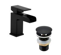EVOLVE Niagra Monobloc Basin Mixer Tap with Click Clack Waste - Solid Brass Bathroom Sink Tap - Chrome or Matt Black Finish (Chrome)