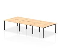 Evolve Plus 1200mm B2B 6 Person Office Bench Desk Maple Top Black Frame