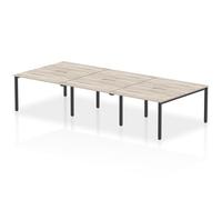 Evolve Plus 1200mm B2B 6 Person Office Bench Desk Grey Oak Top Black Frame