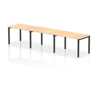 Evolve Plus 1200mm Single Row 3 Person Office Bench Desk Maple Top Black Frame