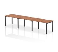 Evolve Plus 1200mm Single Row 3 Person Office Bench Desk Walnut Top Black Frame