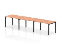 Evolve Plus 1200mm Single Row 3 Person Office Bench Desk Beech Top Black Frame