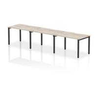 Evolve Plus 1200mm Single Row 3 Person Office Bench Desk Grey Oak Top Black Frame