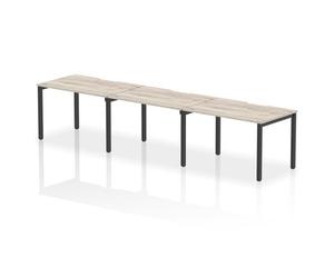Evolve Plus 1200mm Single Row 3 Person Office Bench Desk Grey Oak Top Black Frame