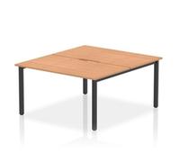 Evolve Plus 1400mm B2B 2 Person Office Bench Desk Oak Top Black Frame