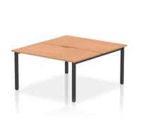 Evolve Plus 1400mm B2B 2 Person Office Bench Desk Oak Top Black Frame