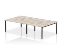 Evolve Plus 1400mm B2B 4 Person Bench Desk Grey Oak Top Black Frame