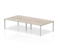 Evolve Plus 1400mm B2B 4 Person Desk Grey Oak Top Silver Frame