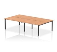 Evolve Plus 1400mm B2B 4 Person Office Bench Desk Oak Top Black Frame
