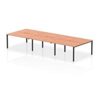 Evolve Plus 1400mm B2B 6 Person Bench Desk Beech Top Black Frame