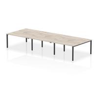 Evolve Plus 1400mm B2B 6 Person Office Bench Desk Grey Oak Top Black Frame