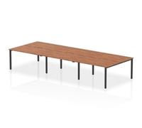 Evolve Plus 1400mm B2B 6 Person Bench Desk Walnut Top Black Frame