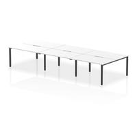 Evolve Plus 1400mm B2B 6 Person Office Bench Desk White Top Black Frame