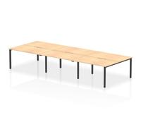 Evolve Plus 1400mm B2B 6 Person Office Bench Desk Maple Top Black Frame