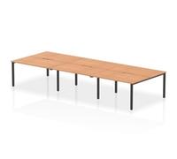 Evolve Plus 1400mm B2B 6 Person Office Bench Desk Oak Top Black Frame