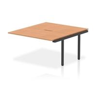Evolve Plus 1400mm B2B Office Bench Desk Ext Kit Oak Top Black Frame
