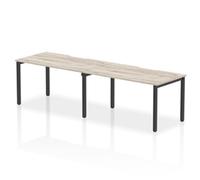 Evolve Plus 1400mm Single Row 2 Person Office Bench Desk Grey Oak Top Black Frame