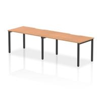 Evolve Plus 1400mm Single Row 2 Person Office Bench Desk Oak Top Black Frame