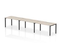 Evolve Plus 1400mm Single Row 3 Person Office Bench Desk Grey Oak Top Black Fram