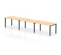 Evolve Plus 1400mm Single Row 3 Person Office Bench Desk Maple Top Black Frame