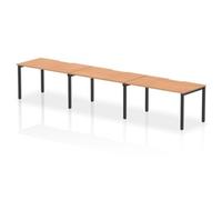 Evolve Plus 1400mm Single Row 3 Person Bench Desk Oak Top Black Frame