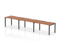 Evolve Plus 1400mm Single Row 3 Person Office Bench Desk Walnut Top Black Frame