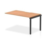 Evolve Plus 1400mm Single Row Bench Desk Ext Kit Oak Top Black Frame