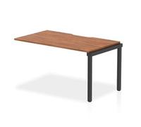 Evolve Plus 1400mm Single Row Office Bench Desk EXT Kit Walnut Top Black Frame