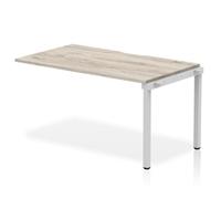 Evolve Plus 1400mm Single Row Office Bench Desk EXT Kit Grey Oak Top Silver Fram