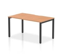 Evolve Plus 1400mm Single Starter Office Bench Desk Oak Top Black Frame