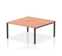 Evolve Plus 1600mm B2B 2 Person Bench Desk Beech Top Black Frame