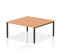 Evolve Plus 1600mm B2B 2 Person Office Bench Desk Oak Top Black Frame