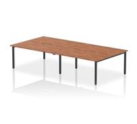Evolve Plus 1600mm B2B 4 Person Bench Desk Walnut Top Black Frame