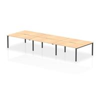Evolve Plus 1600mm B2B 6 Person Bench Desk Maple Top Black Frame