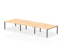 Evolve Plus 1600mm B2B 6 Person Office Bench Desk Maple Top Black Frame