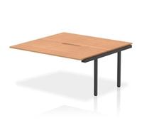 Evolve Plus 1600mm B2B Office Bench Desk Ext Kit Oak Top Black Frame
