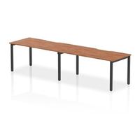 Evolve Plus 1600mm Single Row 2 Person Office Bench Desk Walnut Top Black Frame