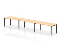 Evolve Plus 1600mm Single Row 3 Person Office Bench Desk Maple Top Black Frame