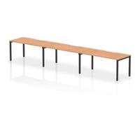 Evolve Plus 1600mm Single Row 3 Person Bench Desk Oak Top Black Frame