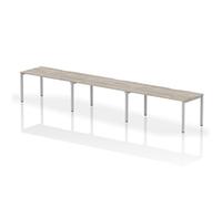 Evolve Plus 1600mm Single Row 3 Person Desk Grey Oak Top Silver Frame